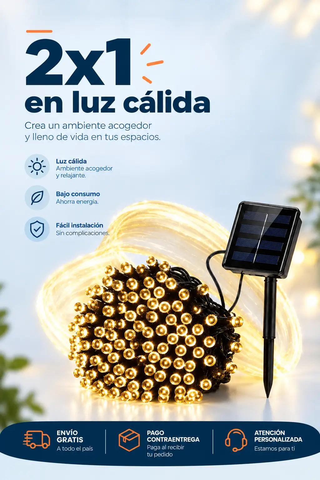 Luces Navidad Panel Solar